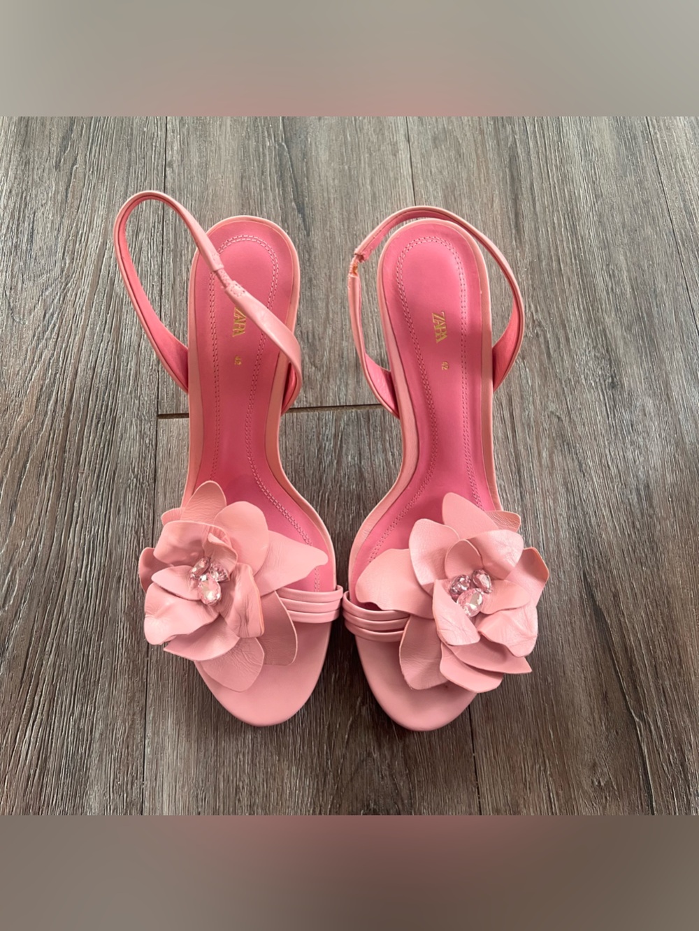 Zara Rose Pink Floral Slingback Heels